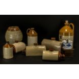 Box of Vintage Stoneware Items to include stone water bottles, stone cider jars with cork tops,