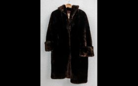 Clarenmure of London Faux Fur Full Length Brown Coat.