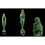 Rare Green Jade Faux Coloured Translucent French Art Deco 'Lucite' figure of the Madonna,