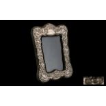 Edwardian Style Sterling Silver Ornate Photo Frame - with velvet back and vacant cartouche.