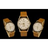 Rolex 9ct Gold Gents Mechanical Wind 1950s Wrist Watch. Hallmark to back plate. Secondary dial.