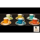 Wedgwood Susie Copper Design set of six cups, saucers and side plates in six different colour ways