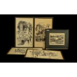 A Collection of Four Manchester Pen and Ink Prints titled The Shambles Manchester,