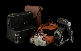 Four Vintage Cameras by Kodak Brownie, Agga, 620 Kodak and Kodak Bantam. Please see images.