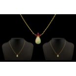 Unmarked Ruby & Opal Necklace.