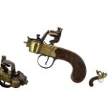 Flintlock Box Lock Tinder Lighter Walnut Stock With Brass And Steel Mounts, Lacking Barrel Stand,