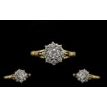 Ladies - Nice Quality and Good Looking Diamond Set Cluster Ring - Flower head Design. Full