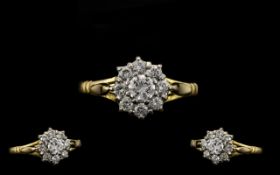 Ladies - Nice Quality and Good Looking Diamond Set Cluster Ring - Flower head Design. Full