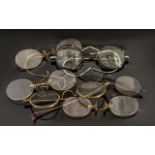 Early Spectables in Cases - horn rimmed and Pinchbeck frames - circa 1900's.