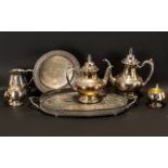 Collection of Vintage Plated Ware (EPNS) comprising: Oval Tea Tray; Salver; Fruit Bowl;