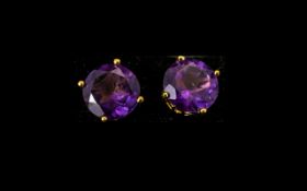 Amethyst Pair of Stud Earrings, 6.