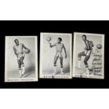 American Basketball Players Photo Cards - Three signed cards by The Harlem Globetrotters.