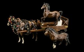 Beswick Horse & Cart along with Beswick pony and Doulton horse.