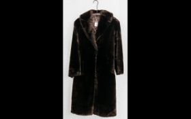 Ladies Full Length faux fur Dark Brown Coat.