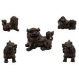 Japanese 19th Century Fine Quality Hand Carved Boxwood Netsuke - Depicts a Temple Dog. Please