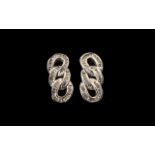 Diamond Pair of 'Curb Chain' Design Earrings, 0.