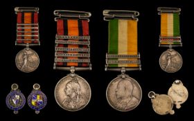 Queens South Africa Boer War Military Campaign Medal - with five bars and ribbons.