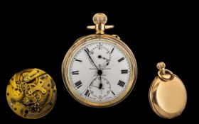 A Thomas Russel and Son Open Faced Pocket Watch with white up and down dial.