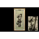 Chinese Oak Drawing of Fine Quality artist signed depicting the noble majestic bamboo tree.