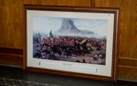 A Large Military Print Depicting The Battle of Isanhlwania with the history of the Zulu battle