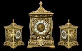 French Gilt Bronze Large and Impressive Table Clock - by Samuel Marti circa 1880.