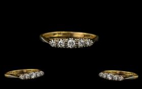 18ct Gold & Platinum Attractive Five Stone Diamond Ring.