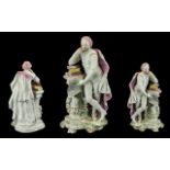Large Derby Figure of Shakespeare Leaning Against a Pedestal with books on a scroll rococo base,
