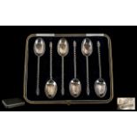 A boxed Set of Six Silver Barley Twist Stems Set of Tea Spoons. Hallmark Sheffield 1922.