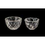 Orrefors Sweden Pair of Heavy Cut Crystal Clear Glass Bowls (2) - of pleasing form and design.
