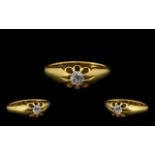 Gents 18ct Gold Diamond Ring. Old round cut single stone diamond, claw set.