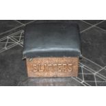 Edwardian Copper Fronted Slipper Box with a fabric covered lid. Circa 1900's. 13" wide, 10" hight.