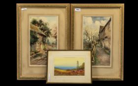 A Collection of Three Pictures comprising of a pair of H Alexander Watercolours depicting Farmyard