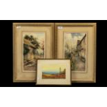 A Collection of Three Pictures comprising of a pair of H Alexander Watercolours depicting Farmyard