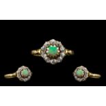 Antique Period Attractive and Quality 18ct Gold Diamond and Opal Set Dress Ring - fully hallmarked
