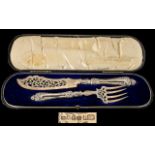 George Unite Superb Quality Boxed Pair of Sterling Silver Large Fish Servers. Comprises 1.