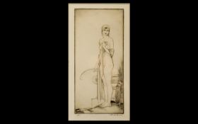 Russel Flint Etching Fine Impression of A Semi Clad Lady ( Ink Signed and Numbered XIII.