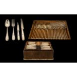 Anique Silver Plated Cutlery Set Velvet lined with two lift out fitted trays containing 24 knives,