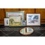 Collection of Prints comprising a McDonald print 'Mountain Mist' mounted and framed behind glass,