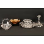 A Small Collection of Glass Ware to include a two piece Tazza, of hob nail and shape design,