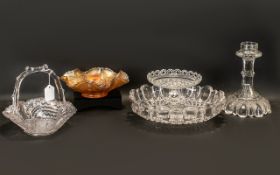 A Small Collection of Glass Ware to include a two piece Tazza, of hob nail and shape design,