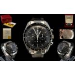 Omega Speedmaster Professional Stainless Steel Wristwatch with manual wind movement, black dial,