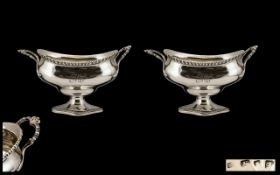 George III Superior Quality Pair of Large and Impressive Twin Handled Sugar Bowls with shaped and