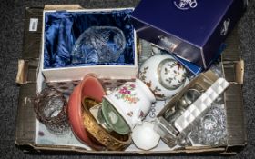Collection of Porcelain & Glass comprising boxed Queens Bone China 'Garland Rose' TV Tray & Mug;