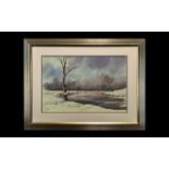 Watercolour Drawing of a Winter Landscape signed J. Boel framed and glazed in contemporary frame.