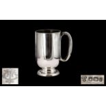 Victorian Period Silver Tankard of Plain Form - with c shaped handle. Hallmark London 1895, maker W.