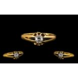 An 18ct Gold Antique Diamond Ring single stone diamond, claw set, est diamond .30cts P2.