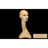 Pierre Balmain 1930's Art Deco French Waxed Mannequin in the form of a ladies head with elongated