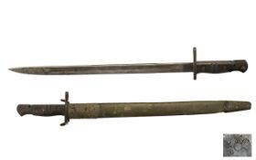 American U.S.A WW1 Model 1917 Enfield Bayonet. Blade Length 17 Inches. Together With Scabbard.