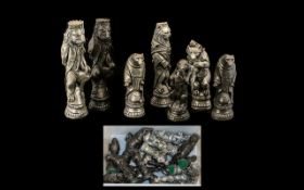 Box of Chess Pieces - in the form of animals. Unusual collection, pleas see images.