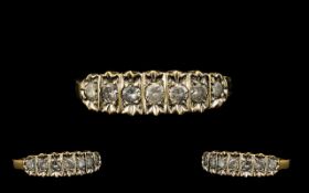 Ladies 9ct Gold Attractive 7 Stone Diamond Set Ring in nice setting. Full hallmark for 9.375.